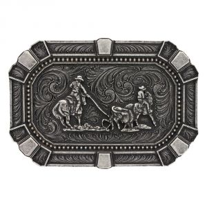 Montana Silversmiths Classic Impressions Flourished Trim Attitude Buckle With Team Roper (A486S)